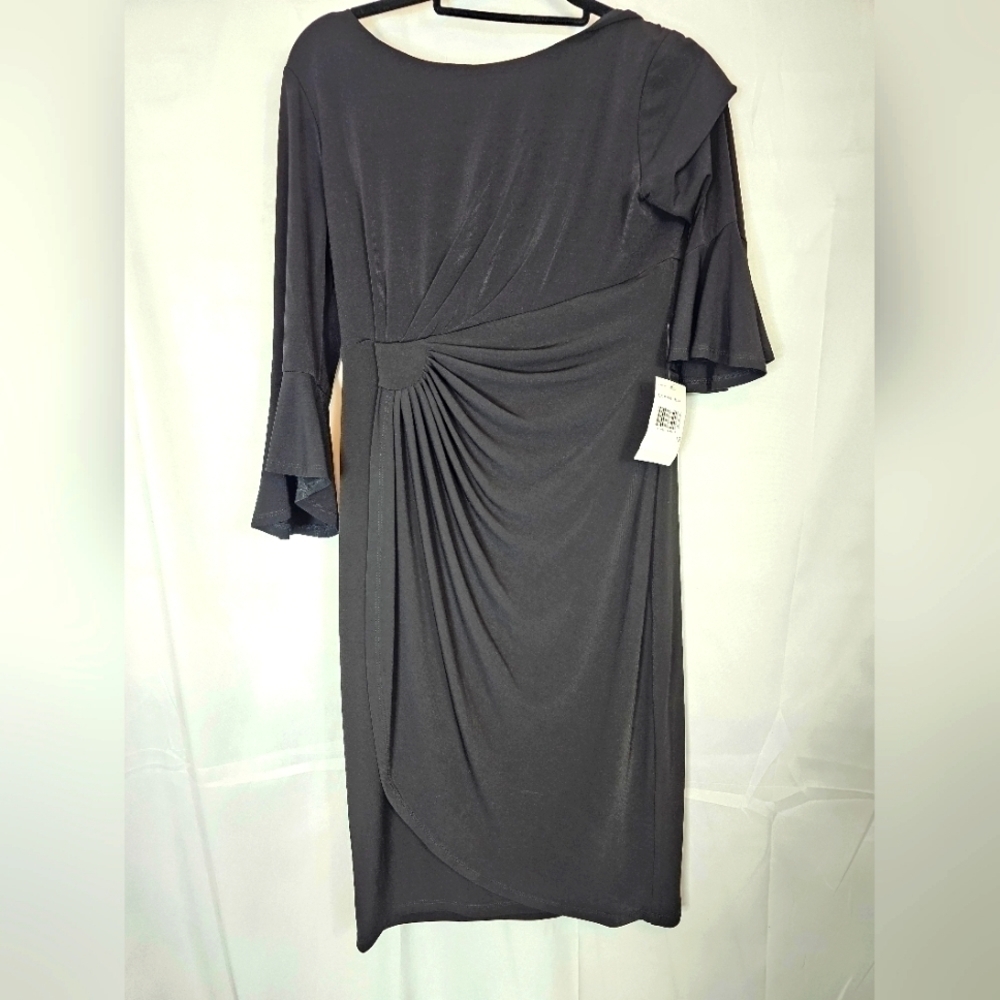 CONNECTED Apparel Size 10 3/4 length bell sleeve pleated ruched waist dress NWT - Picture 3 of 7